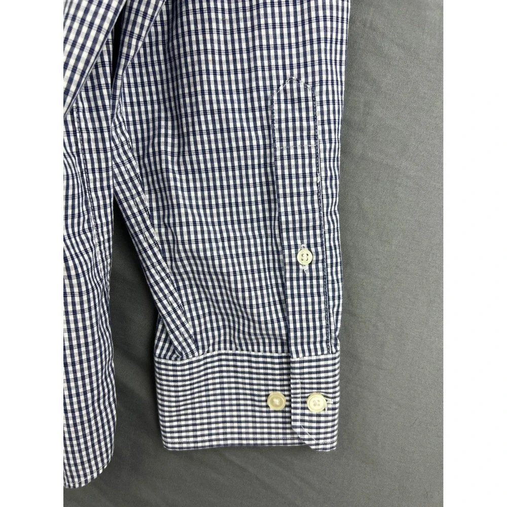 Banana Republic Shirt Mens XL Slim Fit Blue Gingham Wrinkle Resistant Excellent